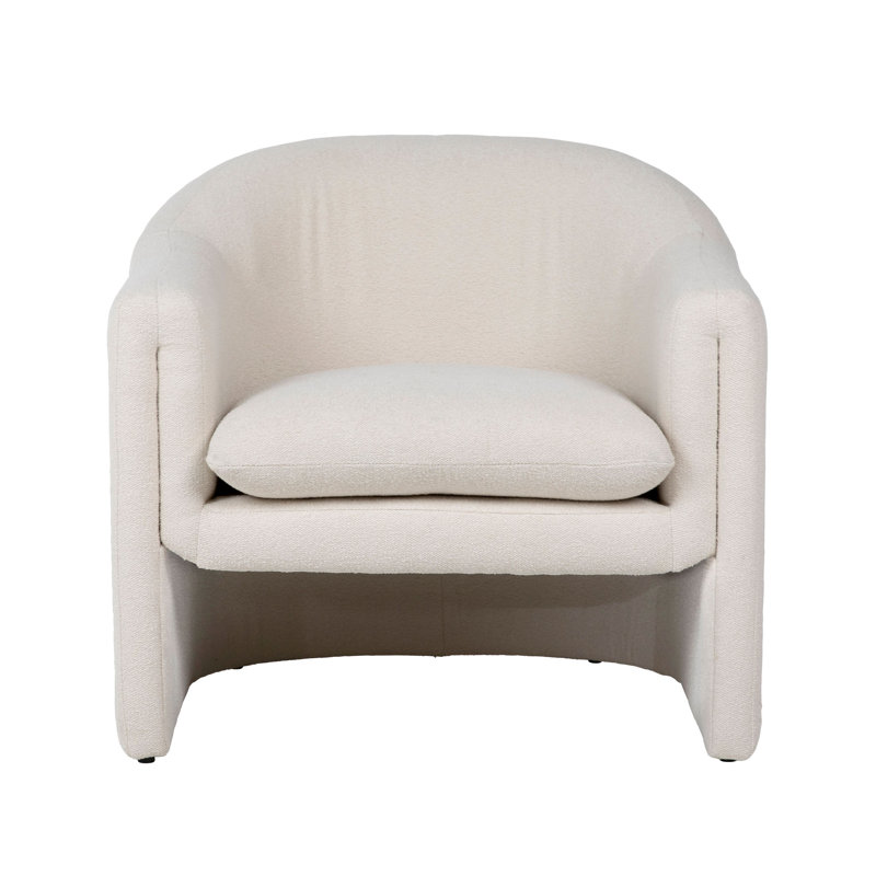 Fauteuil d'appoint rembourré en mélange de polyester Alda Alda, Crème