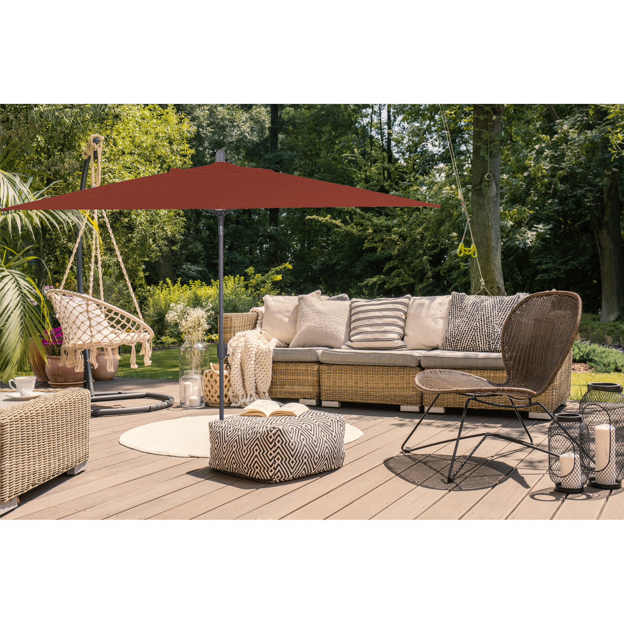 Olivier 116.7'' Outdoor Umbrella, Starring Gray, Canvas Terracotta Sunbrella® Canvas