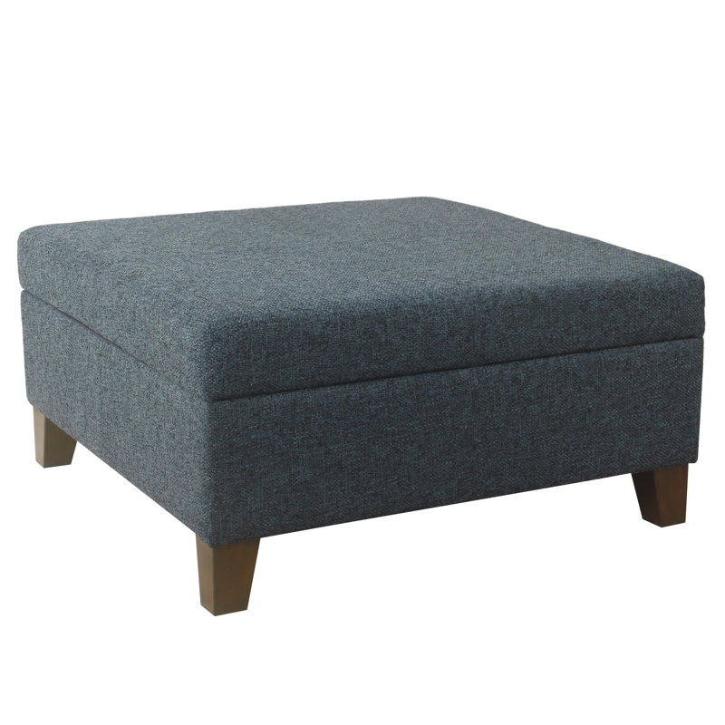 Banc de rangement à couvercle rabattable rembourré, Texturé tissé bleu marine