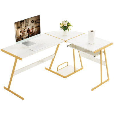 Modular L-Shaped Wrought Iron Computer Desk
