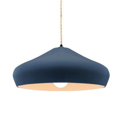 Radiance - luminaire suspendu 1 lumière Crease - ciel de minuit avec intérieur blanc mat - noir mat - l 15,25 po x H 6,5 po - ampoule remplaçable - cordon torsadé beige