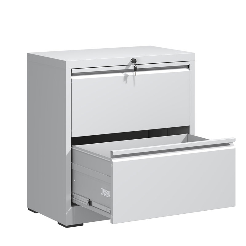2 Drawer Lateral File Cabinet with Lock, White