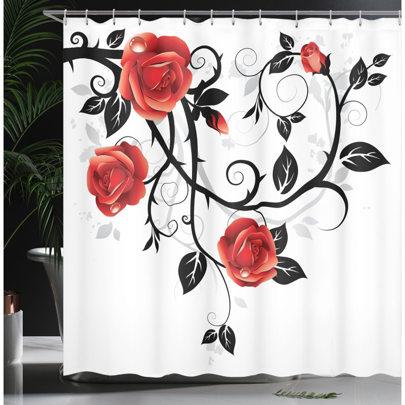 Shower Curtain with Hooks Included, 69" H x 105" W