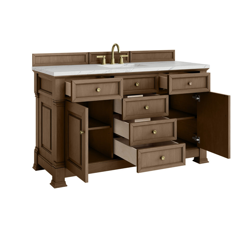 Brookfield Single Vanity, Widespread, Pecan, Ethereal Noctis