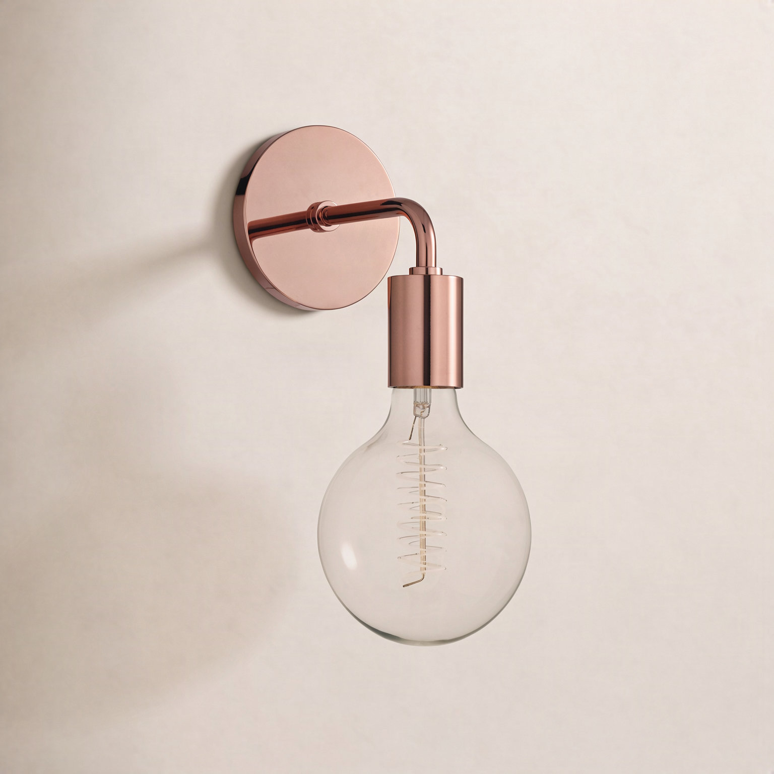 Henry Single Light Dimmable Armed Sconce, Polished Copper
