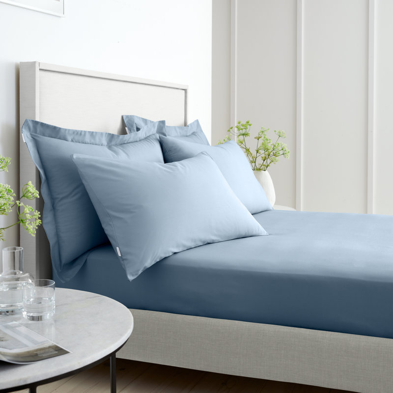 200 Thread Count 100% Cotton Oxford Pillowcase Pair, Blue, 50 x 75 cm