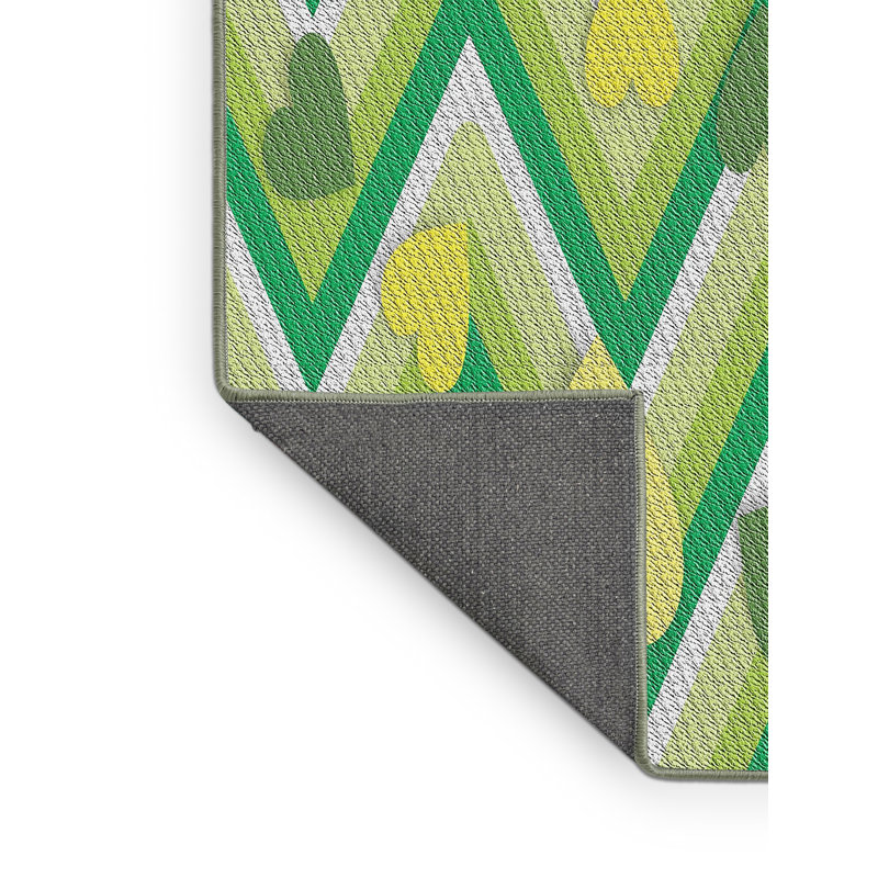 Tapis jaune/vert à motifs Diya, Rectangle 2 pi x 5 pi
