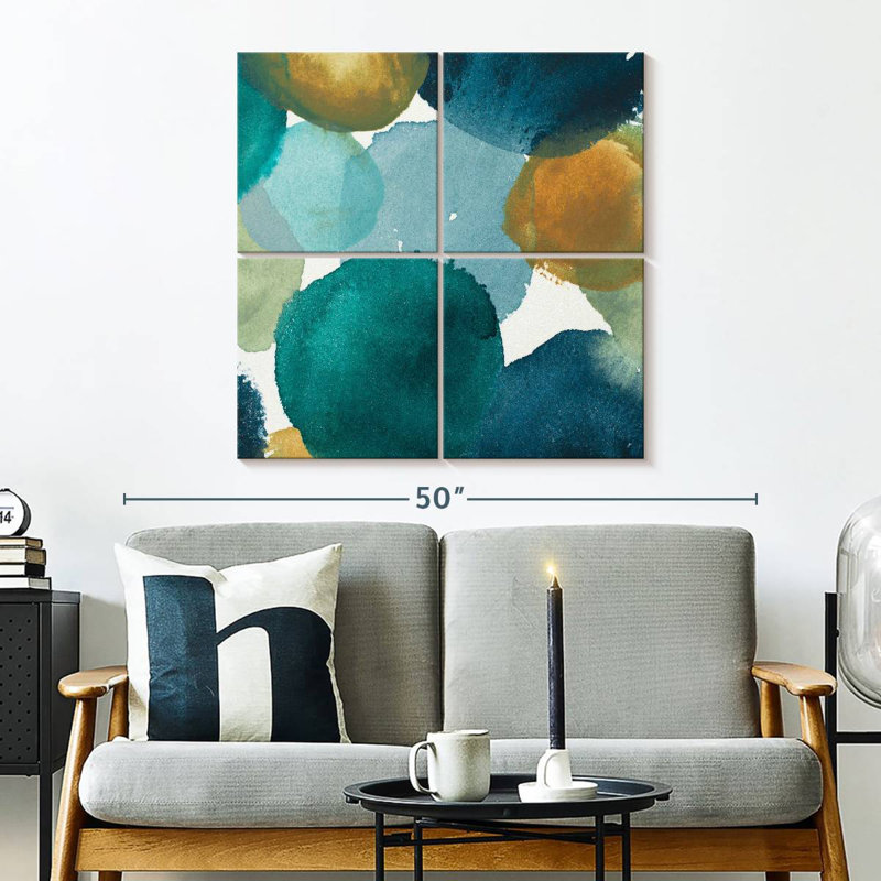 Filigrane Avery bleu sarcelle carré II, H 32 po x l 32 po