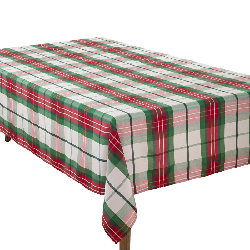 Multicolored Plaid Design Holiday Tablecloth 70" W X 160" L, 70" W x 160" L