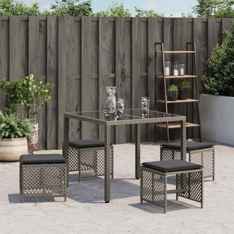 Outdoor Ottoman, Dark Grey, Grey