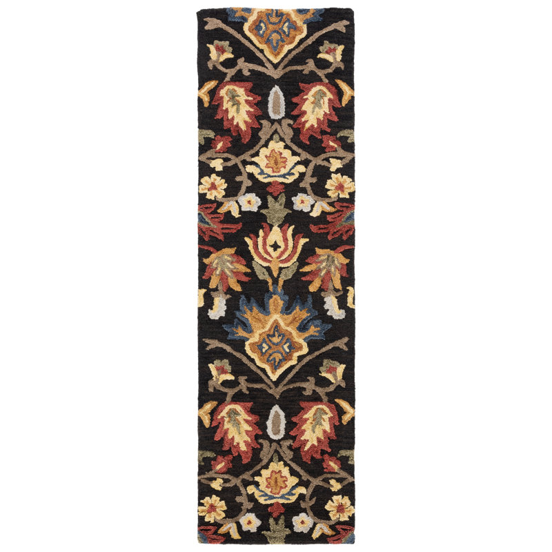 Pinson Floral Wool Hand Hooked Area Rug, Runner 69 x 244 cm