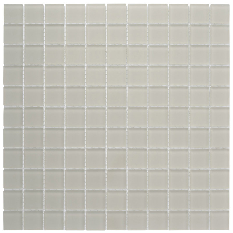 11.8" X 11.8" Matte Finished Glass Mosaic Tile, Warm Greige