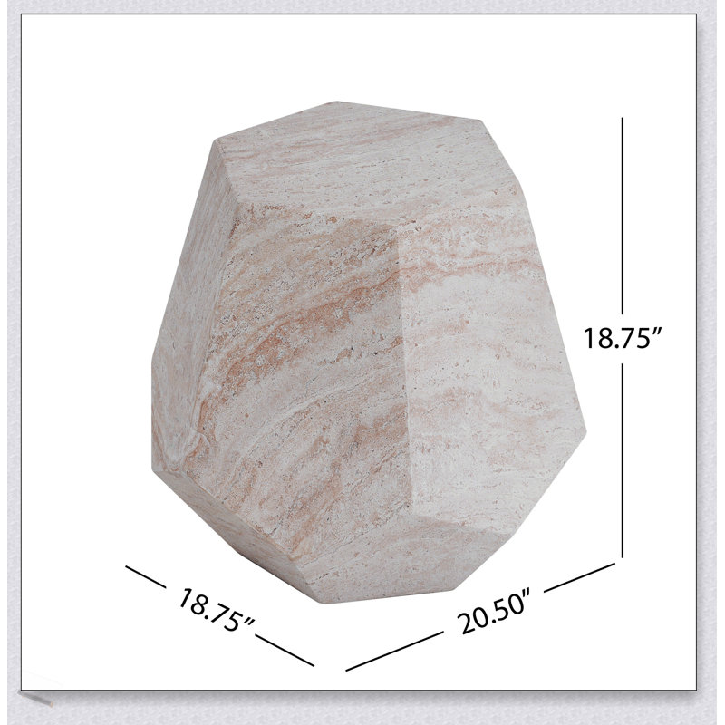 Table d'appoint extérieure / intérieure en béton léger, table d'appoint hexagonale ronde en travertin pour un décor moderne et durable