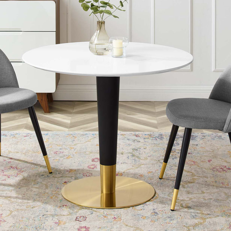 Table de salle à manger Zinque, 29.5", Blanc, l 35,5 po x L 35,5 po pi
