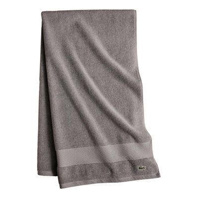 Lacoste Heritage 35" x 70" Supima Cotton Bath Sheet, Ultra Soft Absorbent Towels with Micro-Fresh® Antimicrobial Protection, OEKO-TEX Certified, Single Bath Sheet, Meteorite