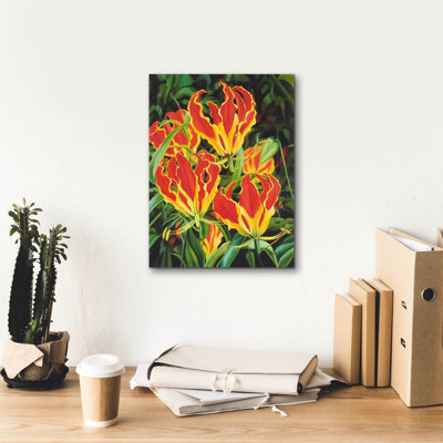  «Flame Lilies» par Delene Lambert, art mural sur toile, 12 po x 16 po