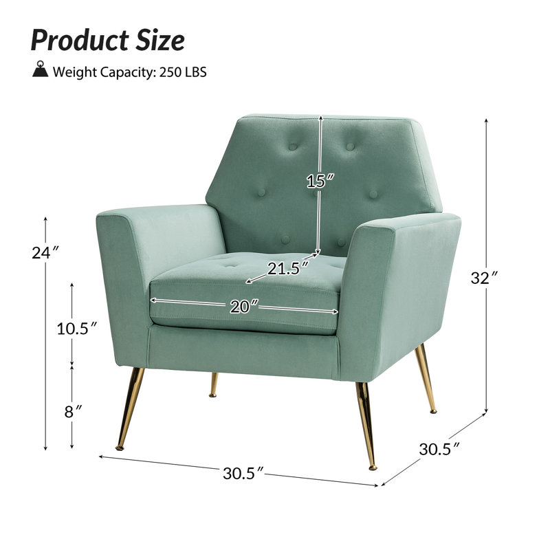 Chaise d'appoint Thaddeus, Velours sauge