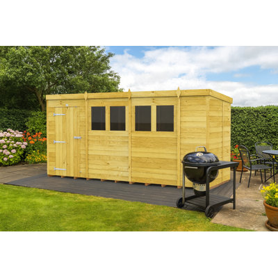 14ft x 5ft Pent Shed - Single Door with Windows