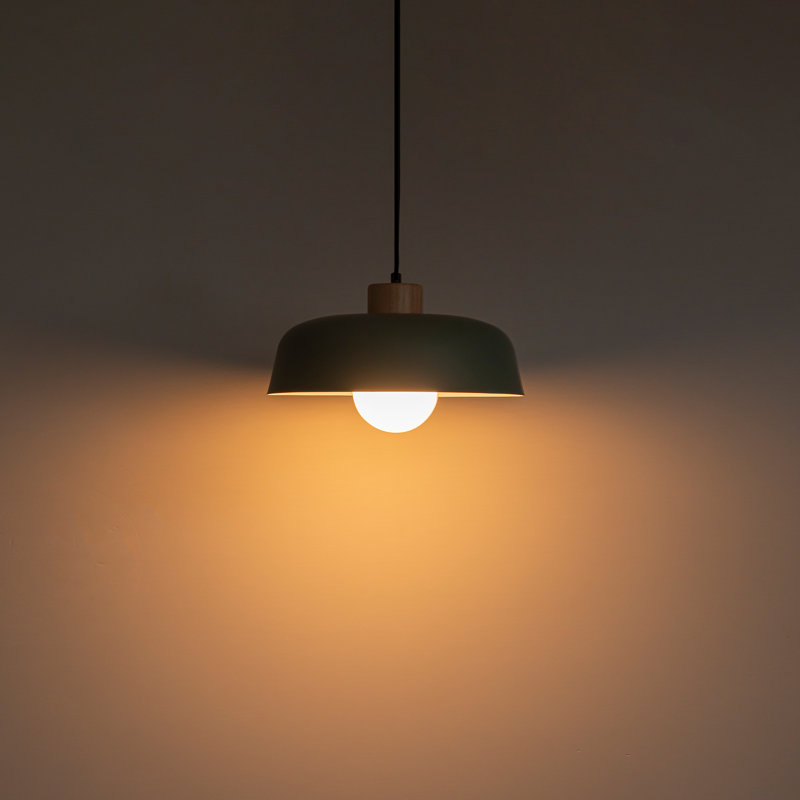 1-Light Green Metal Dome Single Pendant