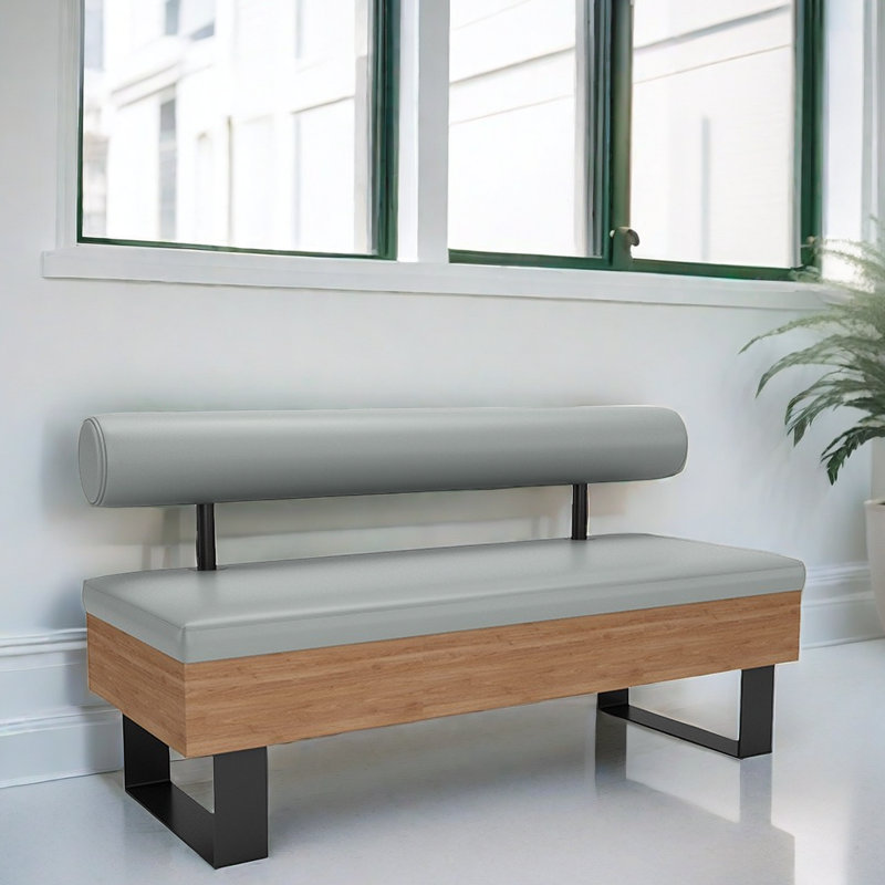 Blue Faux Leather Double Bench Set Of 2 Faux Leather Upholstered Bench, Gray