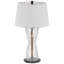 Lampe de table avec lumière DEL, abat-jour blanc, base en verre de sablier de 31 pouces