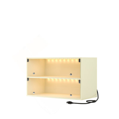 Off White Glass Door Shoe Box Shoe Storage Cabinet For Sneakers With RGB Led Light