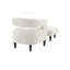 Fauteuil d'appoint courbé beige avec repose-pieds assorti, fauteuil de lecture compact en bois massif avec pieds fuselés pour le salon et la chambre à coucher