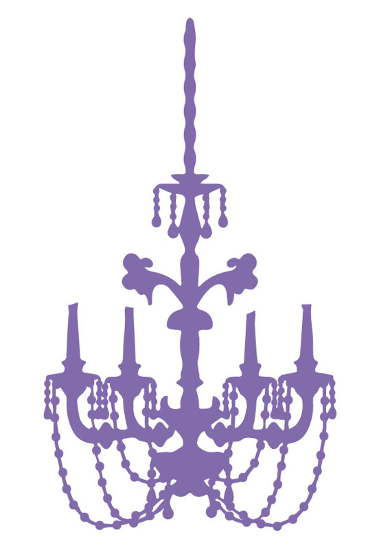 Décalcomanie murale lustre baroque, H 24 po x l 13 po x P 0,01 po, Lavande