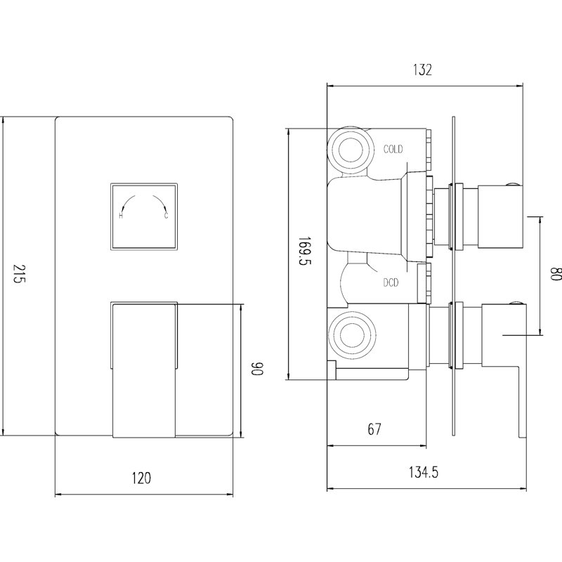 Art Double Concealed Diverter Shower Valve