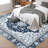 Washable Boho Vintage Distressed Area Rug, Low Pile Non Slip Foldable Printed Indoor Carpet, Belgian Velvet, Dark Blue Tone, 3'x5'-1181343546-1181343536