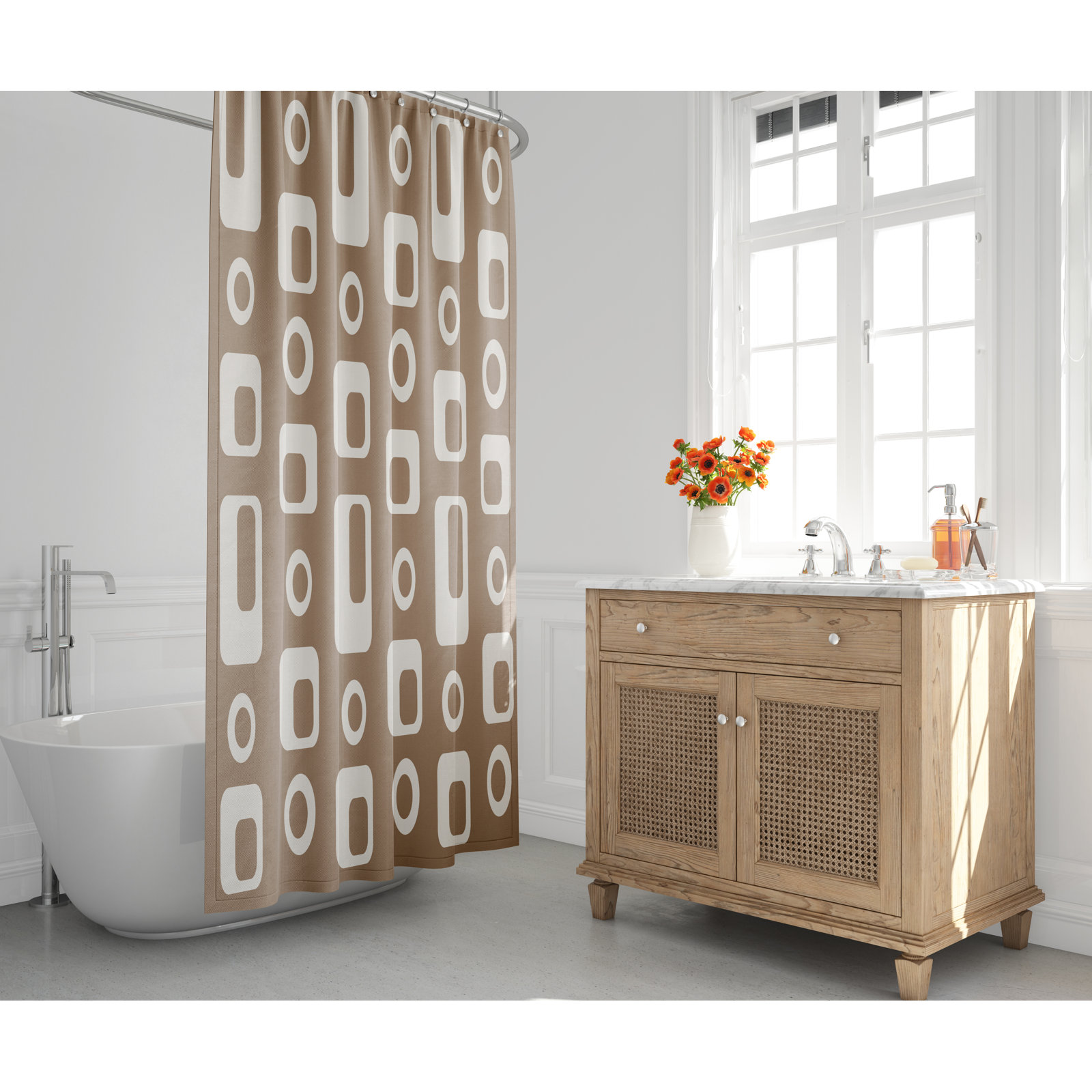 Mette Mid-Century Shower Curtain, Beige