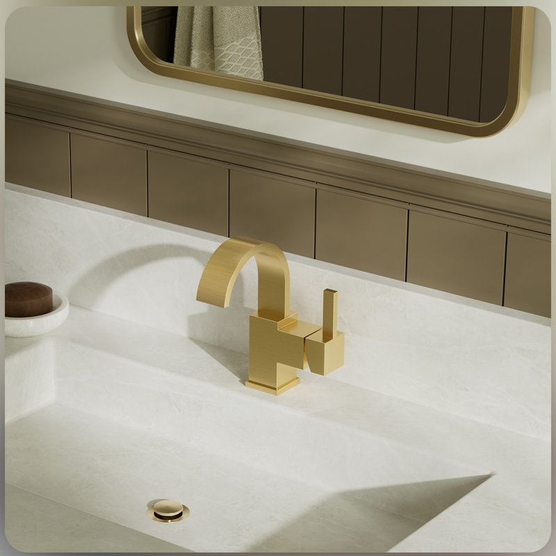 NO - Robinet de salle de bain monocorps et monocommande avec bonde, Or brossé