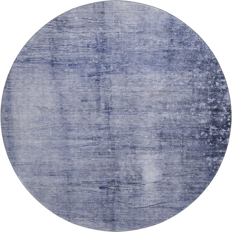 Premium Machine Washable Cerrito AMF608 Navy Rug, Round 8'