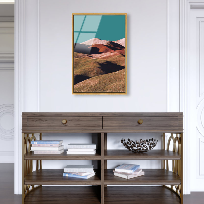 Mountains Over Turquoise Sky Print by Oliver Gal, 17"H x 25"W, Gold Floater Frame