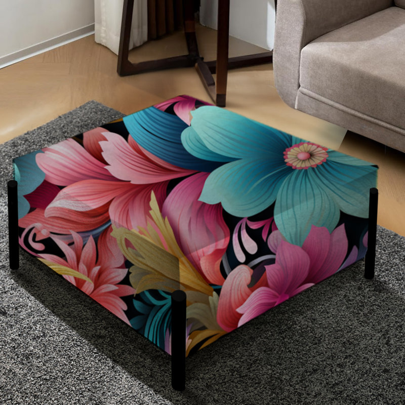 Éclectique Hibiscus Fusion Frenzy - Grand repose-pieds carré éclectique