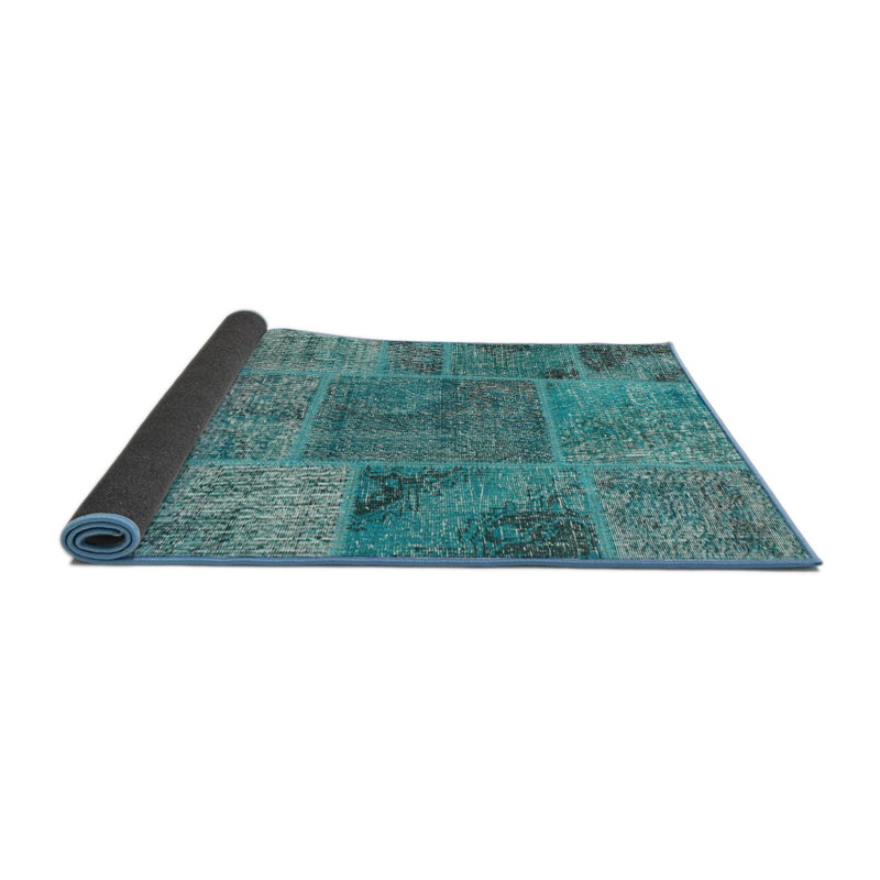 Tapis bleu ciel contemporain/zone blanche Basque, Rond 5 pi
