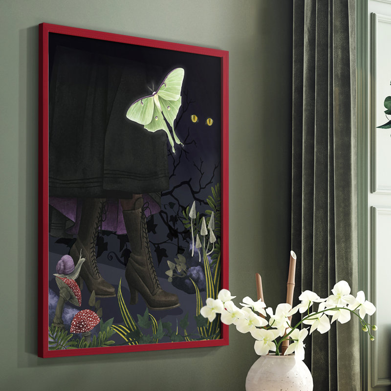 Hall Halled Forest I, reproduction encadrée - bois massif, Rouge, H 10 po x l 8 po