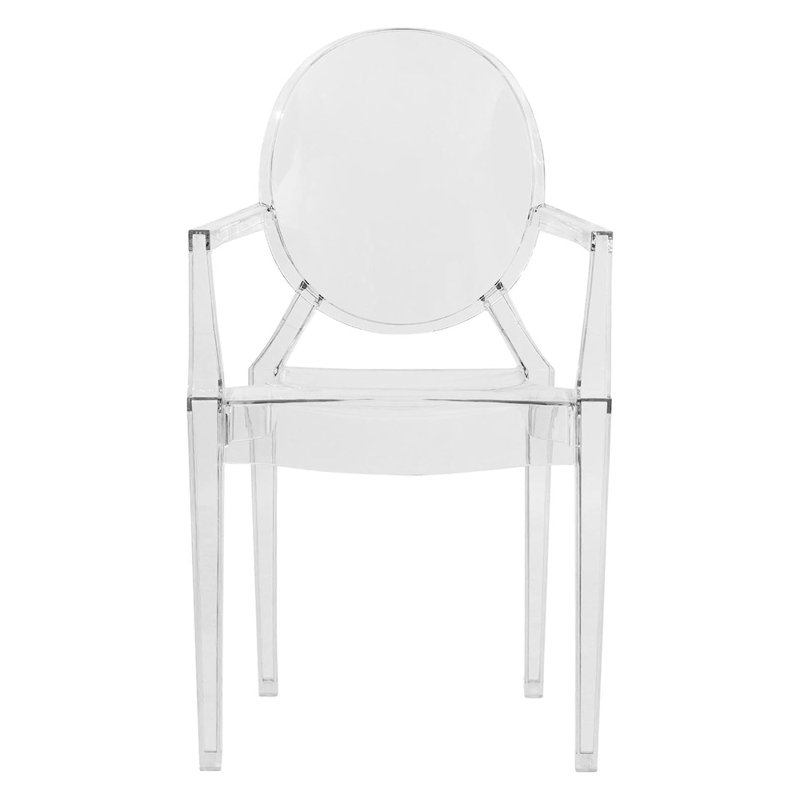 Chatfield Transparent Acrylic Dining Arm Chair – Stackable Round Back Accent & Banquet Seat for Kitchen and Dining Room, 1
