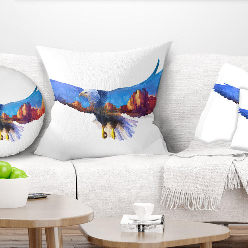 Coussin imprimé double Eagle, 16 po x 1 po, Coussin décoratif
