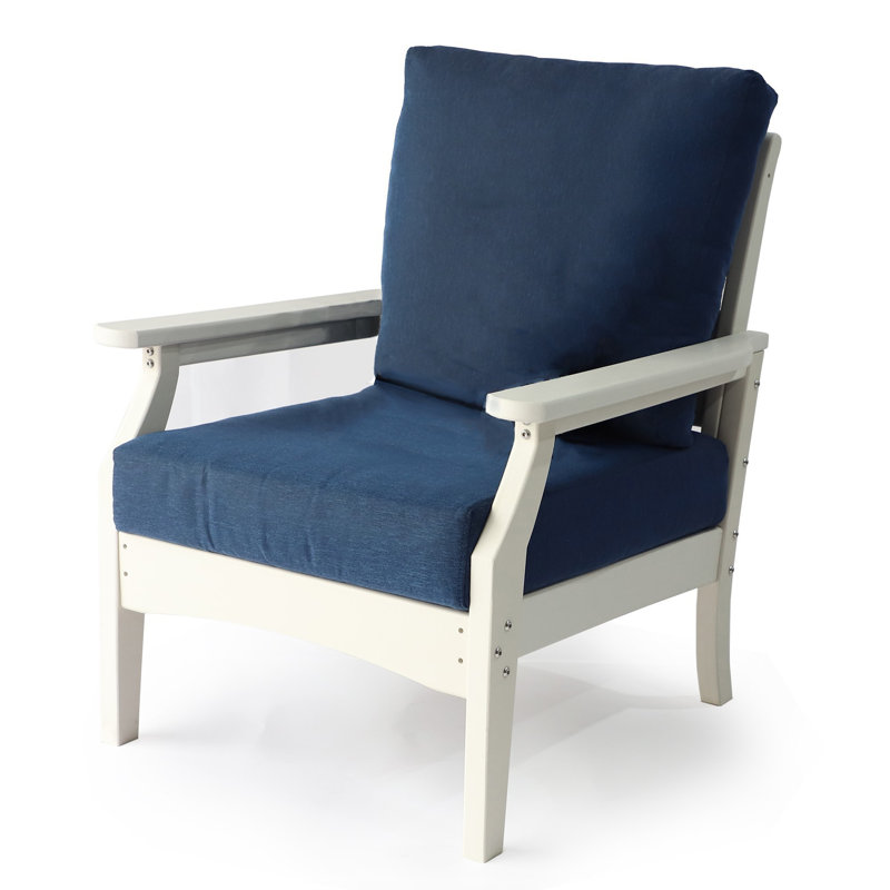 Aspen Deep Seating Chair, White Frame/Navy Cushion