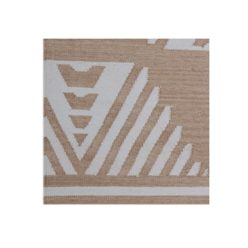 Tapis intérieur / extérieur naturel tissé à la main Folk, Rectangle 10 pi x 14 pi