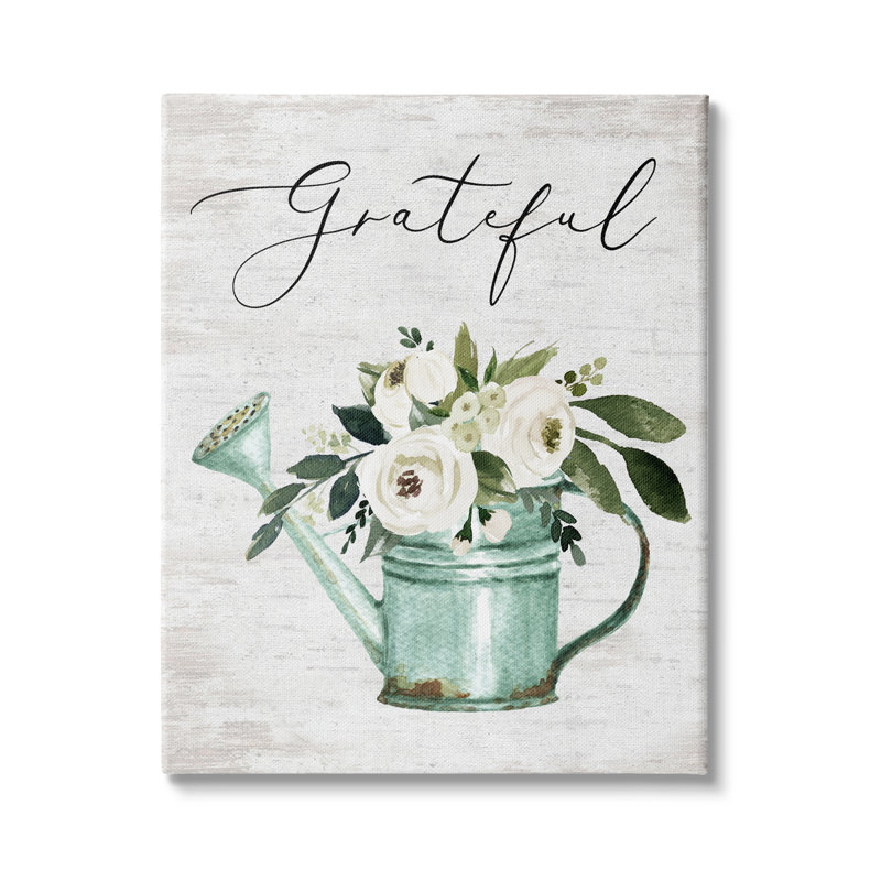 Bouquet de fleurs avec arrosoir rétro Grateful Sentiment, H 40 po x l 30 po x P 1,5 po, Toile tendue