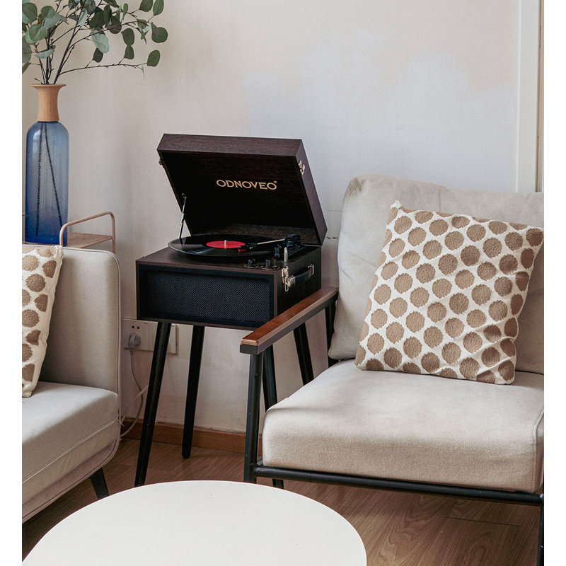 Mid-Century Vintage Floor Turntable with Bluetooth & USB Vinyl Record Player