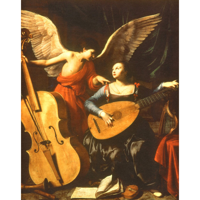 Sainte-Cécile et l'Ange, H 24 po x l 19 po
