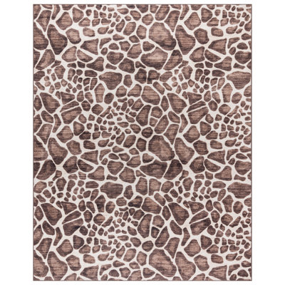 Rayna Gavin Brown Ivory Modern Giraffe Animal Print Indoor Area Rug, Flat Pile for Living Room & Bedroom - Gavin, 5x7