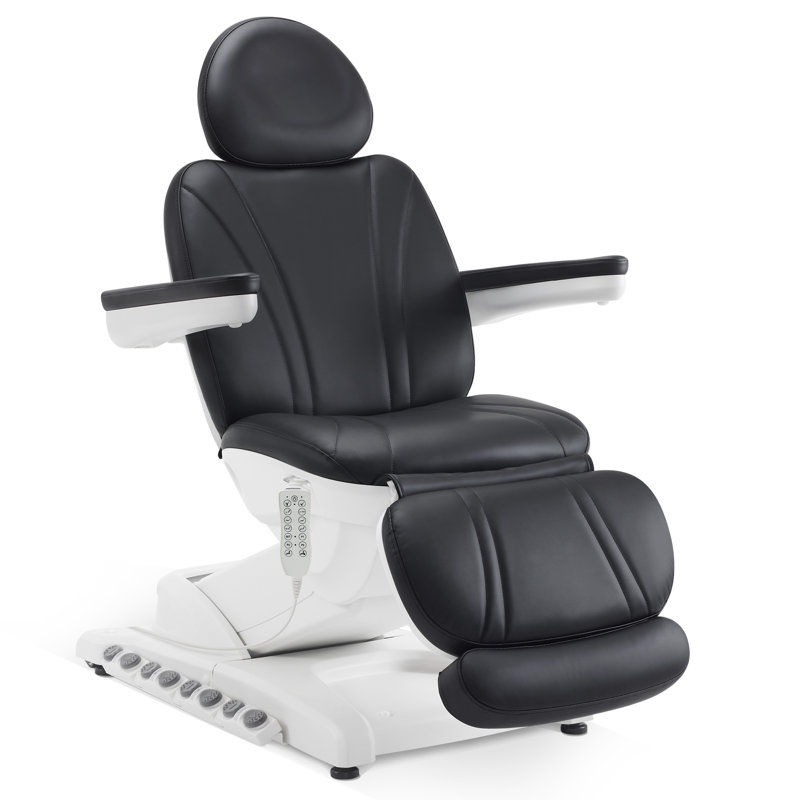 Lit de massage esthétique et esthétique avec télécommande et contrôle au pied, similicuir, Noir