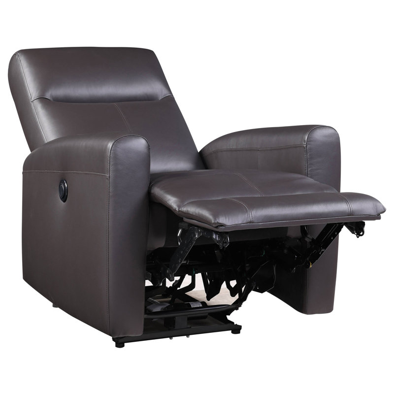 Brown Power Recliner With Square Armrest