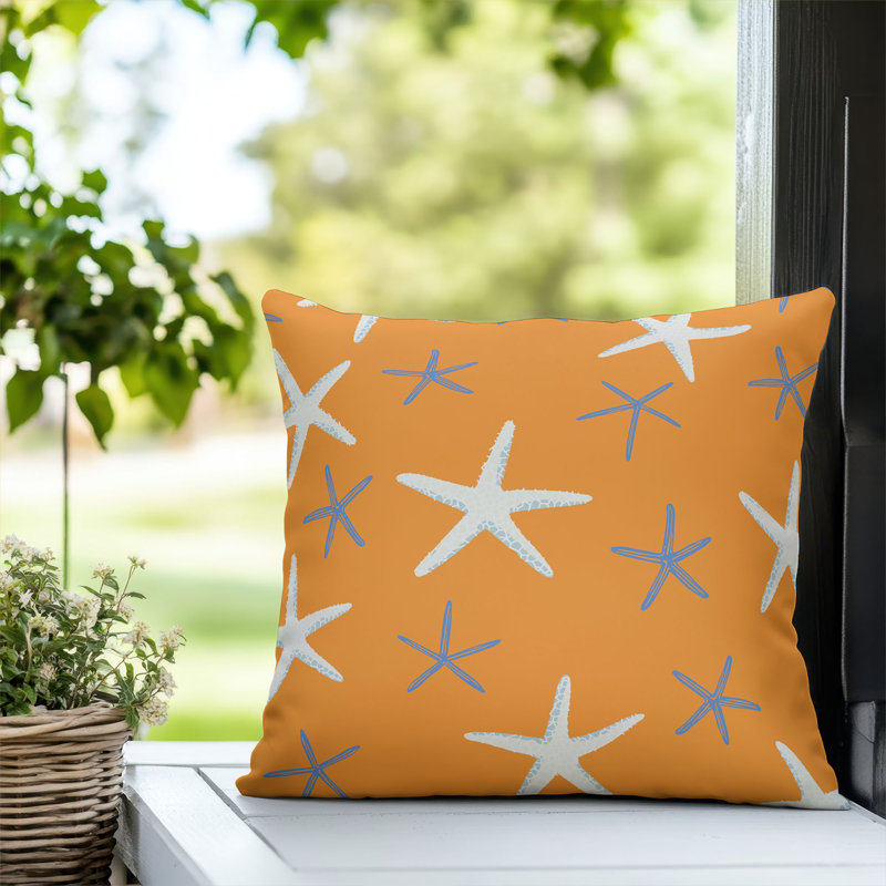 Coussin décoratif extérieur Starfish, Carré 18 po, Orange