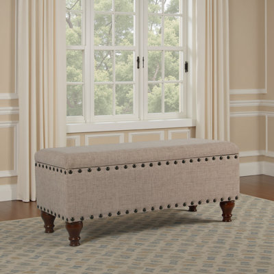 Ava Accent Bench With Storage Compartment, Nailhead Trim 42 Inch