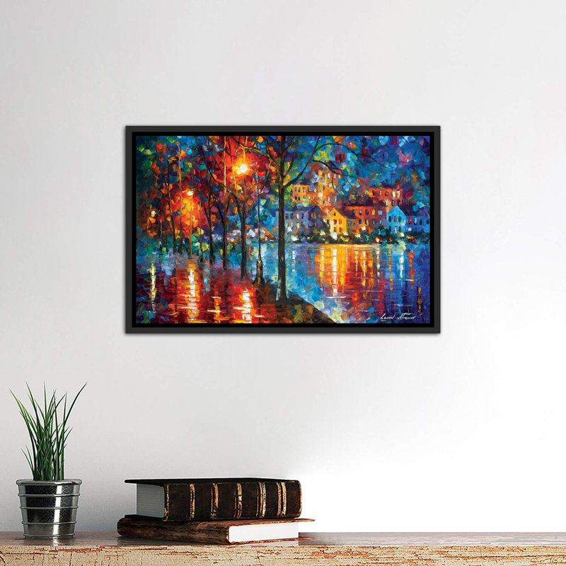 " Cold Emotion " by Leonid Afremov, 18" H x 26" W x 1.5" D, Distressed Black Framed Canvas